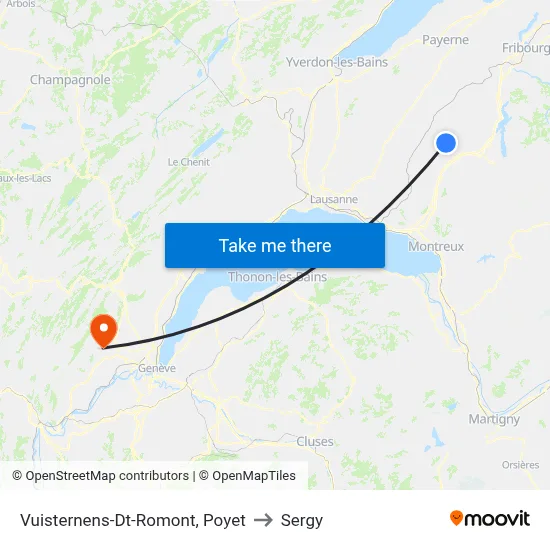 Vuisternens-Dt-Romont, Poyet to Sergy map