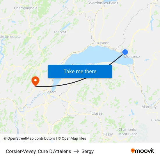 Corsier-Vevey, Cure D'Attalens to Sergy map