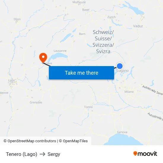 Tenero (Lago) to Sergy map