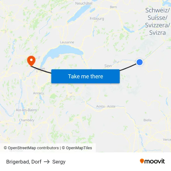 Brigerbad, Dorf to Sergy map