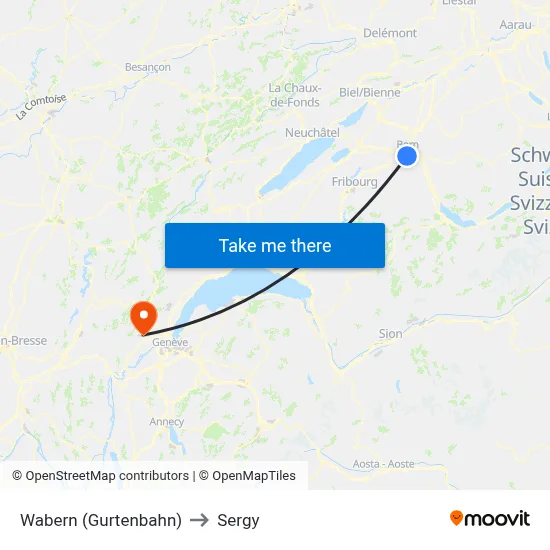 Wabern (Gurtenbahn) to Sergy map