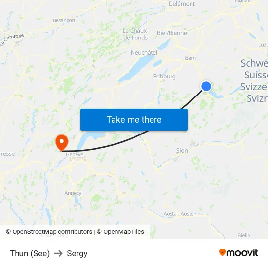 Thun (See) to Sergy map