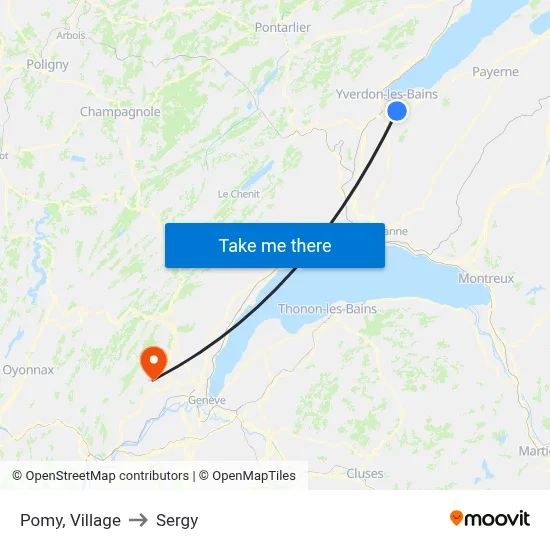 Pomy, Village to Sergy map
