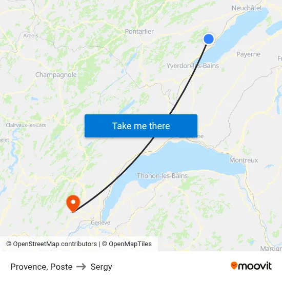 Provence, Poste to Sergy map