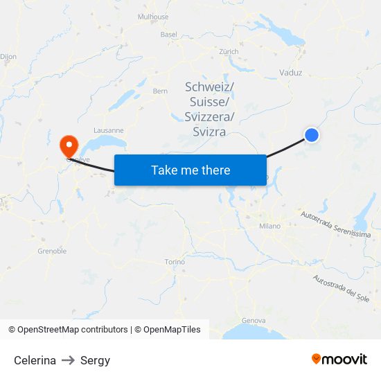 Celerina to Sergy map