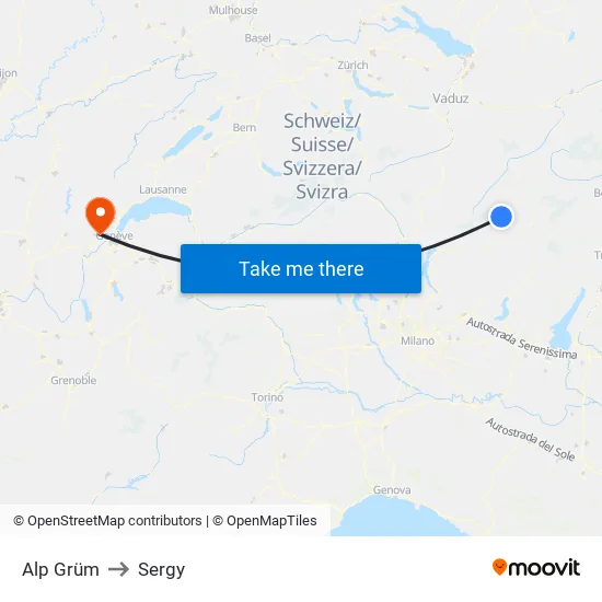 Alp Grüm to Sergy map
