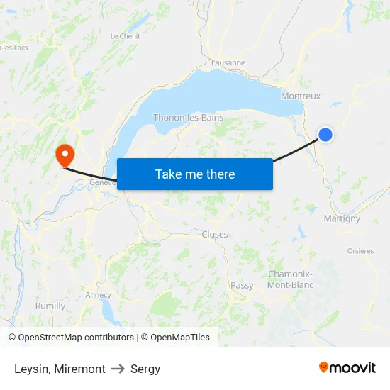 Leysin, Miremont to Sergy map