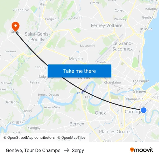 Genève, Tour De Champel to Sergy map