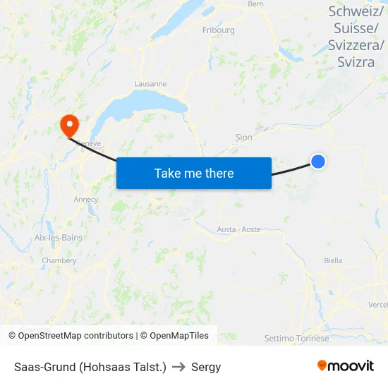 Saas-Grund (Hohsaas Talst.) to Sergy map