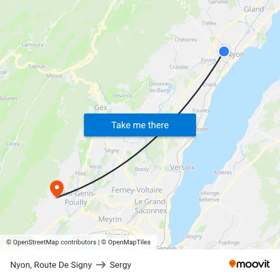 Nyon, Route De Signy to Sergy map