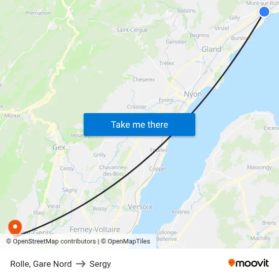 Rolle, Gare Nord to Sergy map
