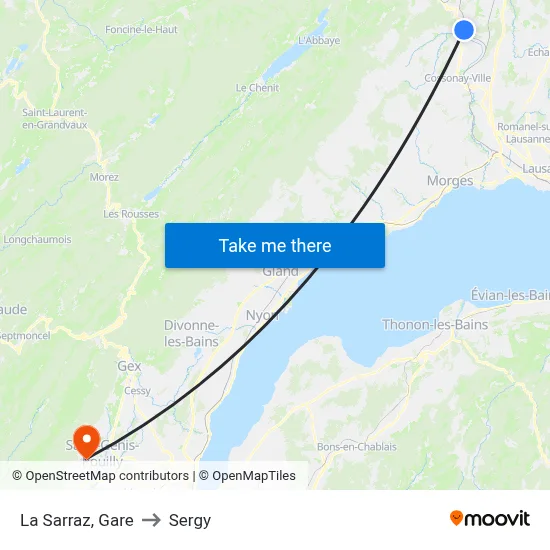 La Sarraz, Gare to Sergy map