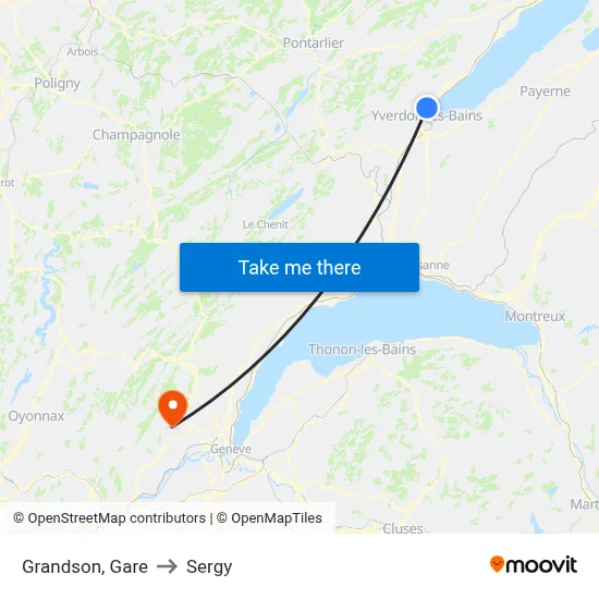 Grandson, Gare to Sergy map