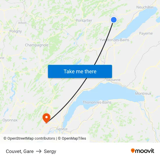 Couvet, Gare to Sergy map