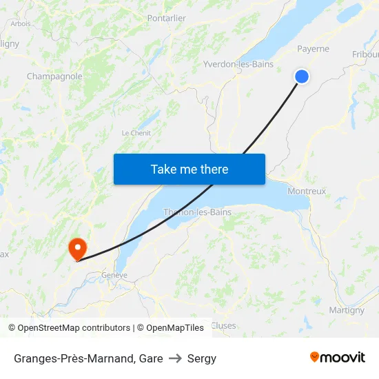 Granges-Près-Marnand, Gare to Sergy map