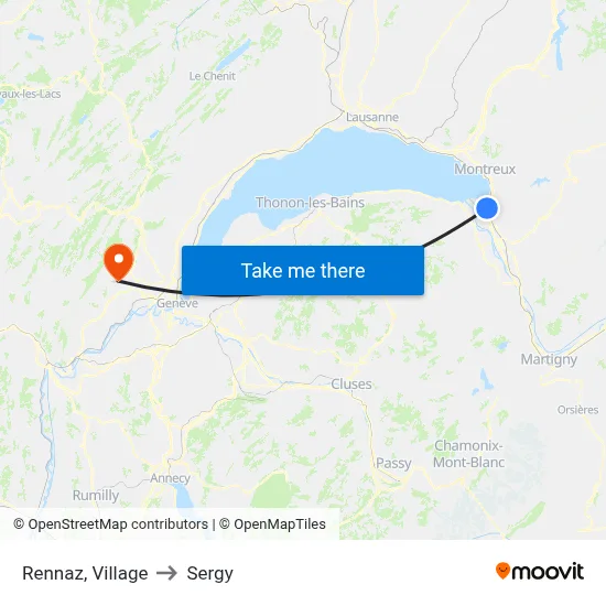 Rennaz, Village to Sergy map