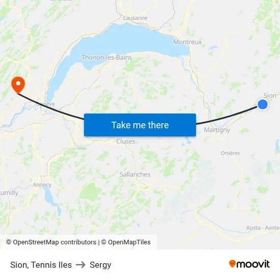 Sion, Tennis Iles to Sergy map
