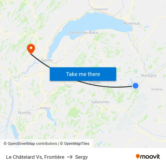 Le Châtelard Vs, Frontière to Sergy map