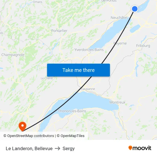 Le Landeron, Bellevue to Sergy map
