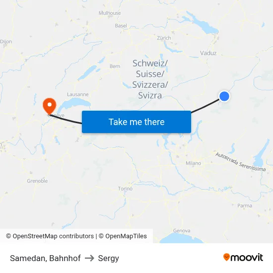 Samedan, Bahnhof to Sergy map