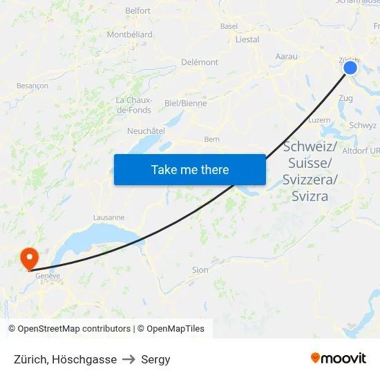 Zürich, Höschgasse to Sergy map