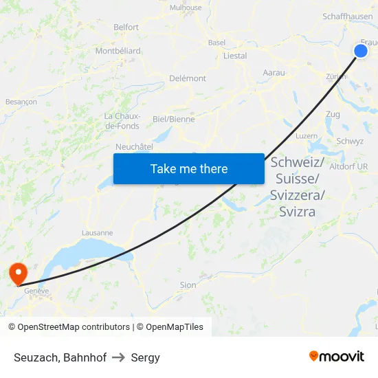 Seuzach, Bahnhof to Sergy map