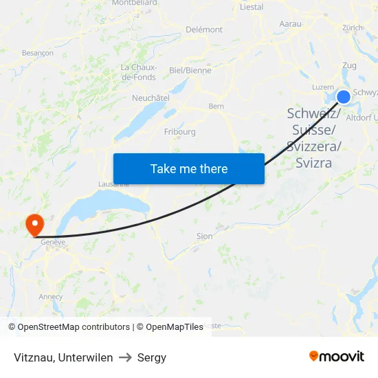 Vitznau, Unterwilen to Sergy map