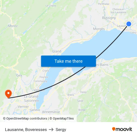 Lausanne, Boveresses to Sergy map