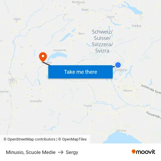 Minusio, Scuole Medie to Sergy map