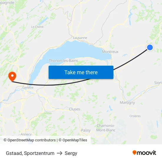 Gstaad, Sportzentrum to Sergy map