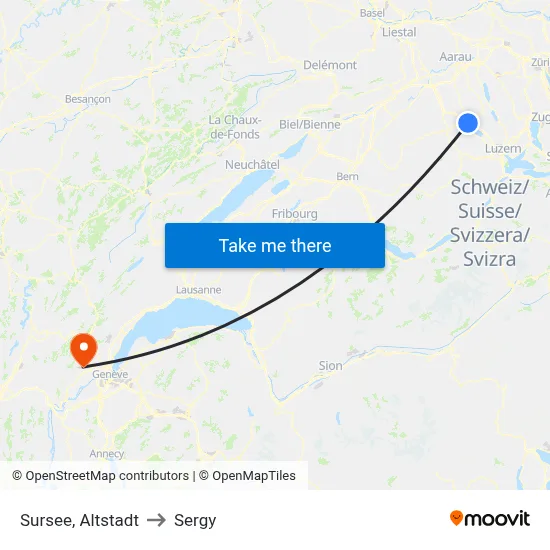 Sursee, Altstadt to Sergy map