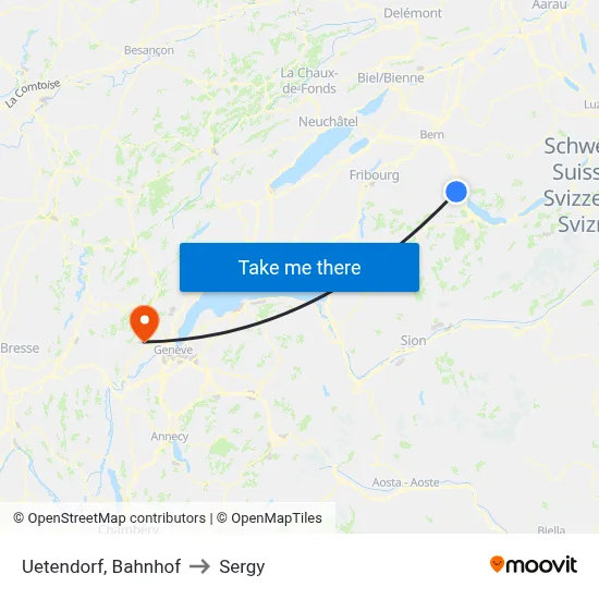 Uetendorf, Bahnhof to Sergy map