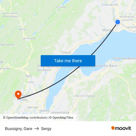 Bussigny, Gare to Sergy map