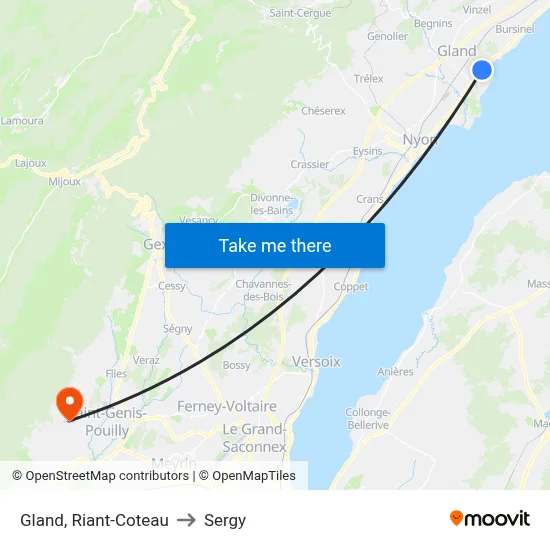 Gland, Riant-Coteau to Sergy map