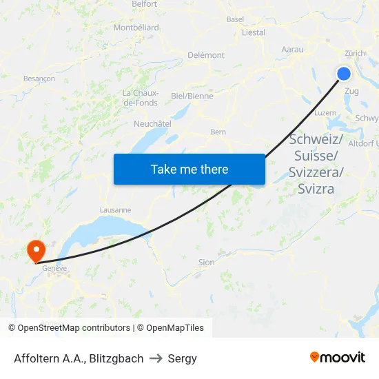 Affoltern A.A., Blitzgbach to Sergy map