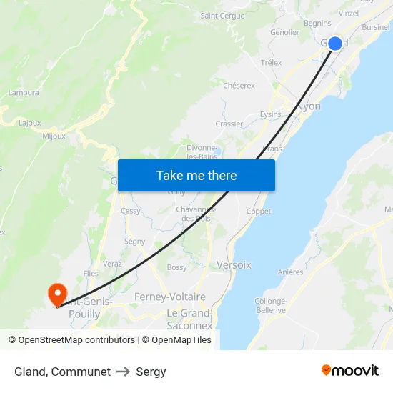 Gland, Communet to Sergy map