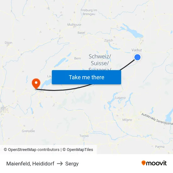 Maienfeld, Heididorf to Sergy map