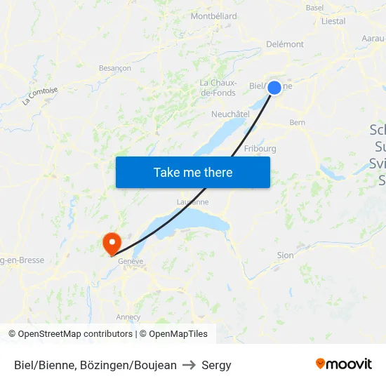 Biel/Bienne, Bözingen/Boujean to Sergy map