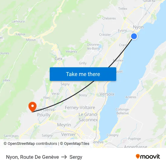 Nyon, Route De Genève to Sergy map