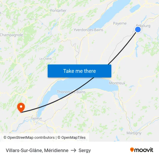 Villars-Sur-Glâne, Méridienne to Sergy map