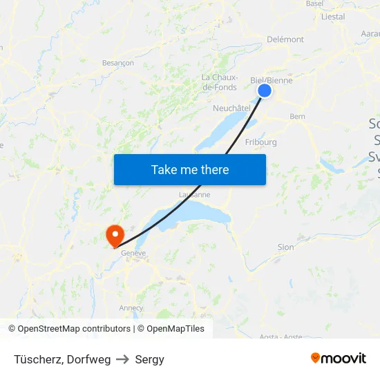 Tüscherz, Dorfweg to Sergy map
