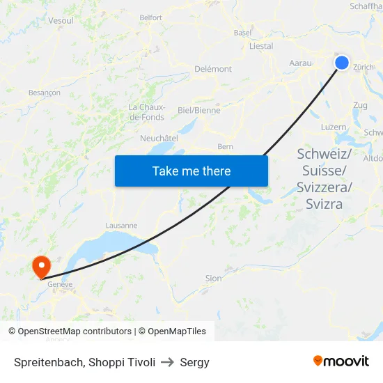 Spreitenbach, Shoppi Tivoli to Sergy map