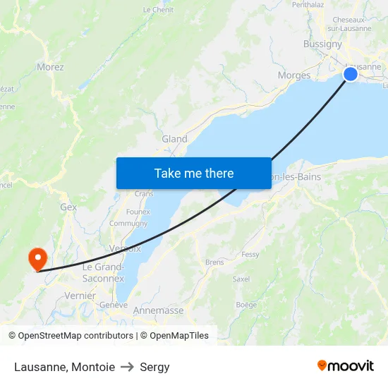 Lausanne, Montoie to Sergy map
