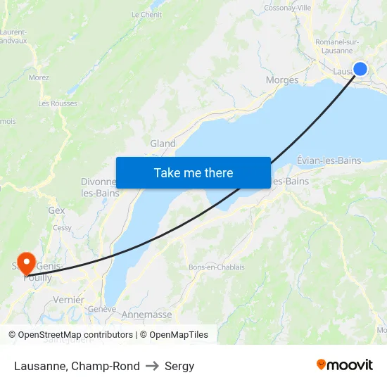 Lausanne, Champ-Rond to Sergy map