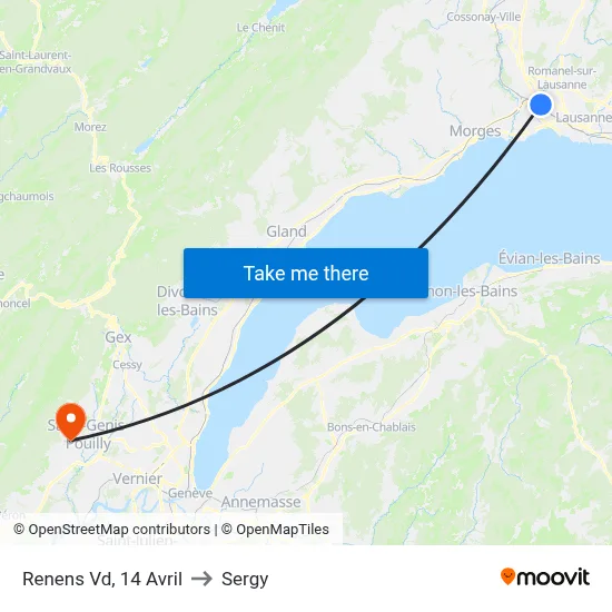 Renens Vd, 14 Avril to Sergy map