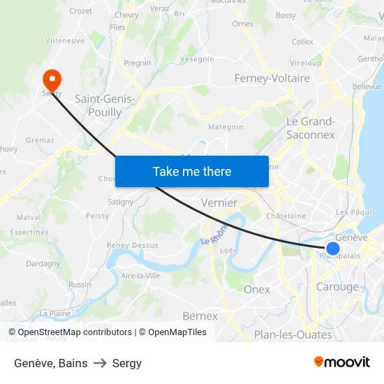 Genève, Bains to Sergy map