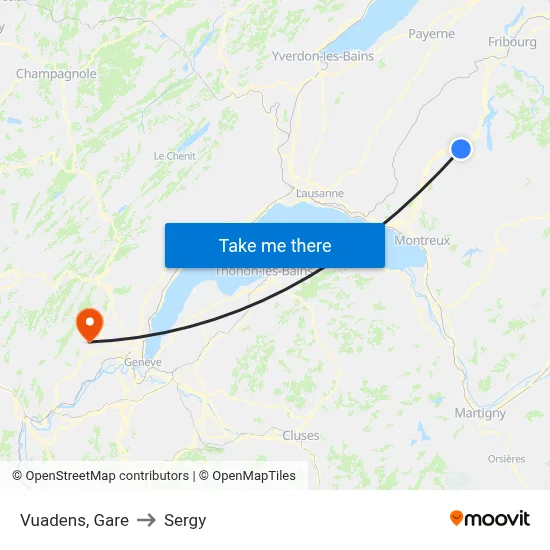 Vuadens, Gare to Sergy map