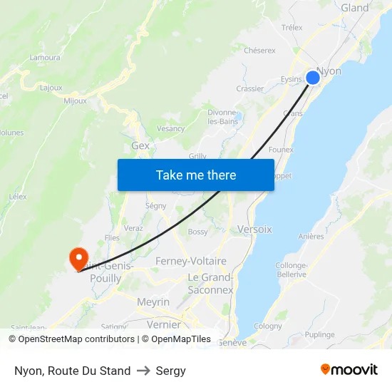 Nyon, Route Du Stand to Sergy map