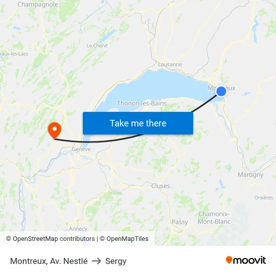 Montreux, Av. Nestlé to Sergy map