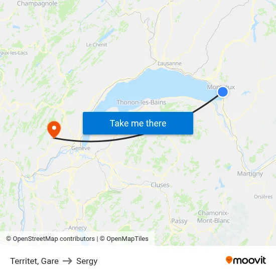 Territet, Gare to Sergy map